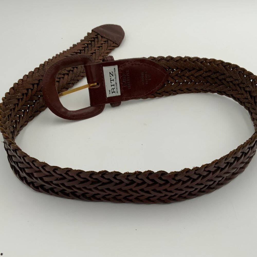 Vtg THE RITZ ACCESSORY COLLECTION 9482 Brown Braided Leather Belt Size SM - Picture 5 of 7